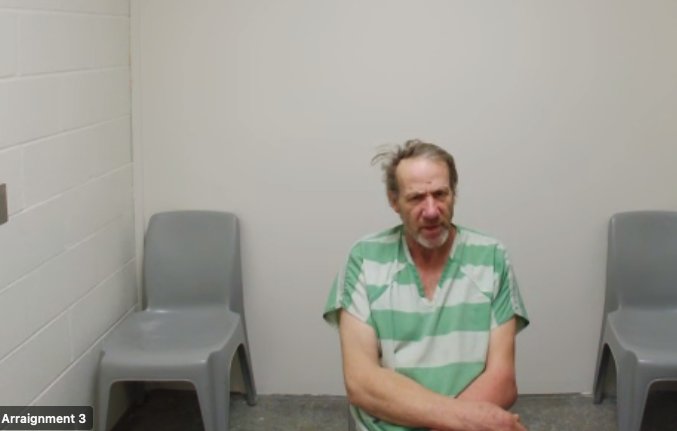 Brian D. Ames, 56, of Chehalis, appears in court through video appearance from the Lewis County Jail.